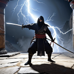 Black Desert Online Ninja**
A male Ninja from Black Desert Online, shrouded in dark, swirling shadows, poised in a mid-teleport motion. His twin daggers are a blur of motion, striking a single, stunned enemy with lightning speed and precision. Emphasize the phantom-like agility, the intensity of a decisive, single-target assassination, and a sense of overwhelming, sudden impact. The background hints at a dynamic PvP arena or a dark PvE grinding spot.

**