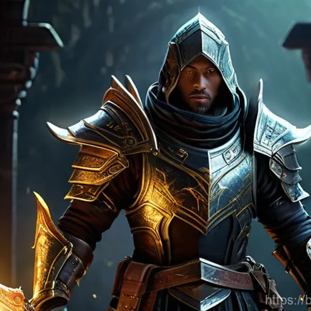 검은사막 마르니 돌파 연구소 - An adventurer, clad in intricate fantasy armor with a visible undershirt, deeply focused on battling...